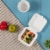 Glitzhome 6 Inch White Sugarcane Clamshell Containers, 300 Pack Perspective: top