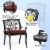 Glitzhome Set of Two Cast Aluminum Dining Chairs with Wine Red Cushions and Beige Covers Perspective: top