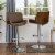 Glitzhome Set of Two Mid-century Yellowish-brown Leather Adjustable Height Swivel Bar Stool Perspective: top