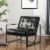 Glitzhome Button-Tufted PU Leather Arm Chair, 31.5 Inch Tall Black Metal Frame Perspective: top