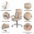 Glitzhome 47 Inch Height Beige Velvet Gaslift Adjustable Swivel Office Chair Perspective: top