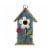 Glitzhome Decorative Wooden Birdhouse Rustic Hand-Painted Garden Decoration, Blue Perspective: top
