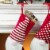 Glitzhome Set of Two 21.75 Inch Tall 3D Fabric Christmas Gnome Stripes & Dots Stocking Perspective: top
