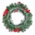 Glitzhome 24 Inch Diameter Flocked Berry, Pinecone Ribbon Wreath Perspective: top