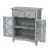 Glitzhome 32 Inch Tall Wood Textured Floor Storage Cabinet with Double Drawers, Gray Perspective: top