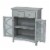 Glitzhome 32 Inch Tall Wood Textured Floor Storage Cabinet with Double Drawers, Gray Perspective: top