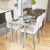5 Piece Table Chair Dining Set Glass Metal Kitchen Furniture Perspective: top