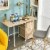 Folding Computer Laptop Desk Wheeled Home Office Furniture With 3 Drawers Perspective: top