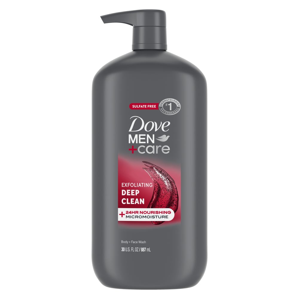 Dove Men+Care Deep Clean Exfoliating Body & Face Wash Pump - Sulfate Free - 30 fl oz