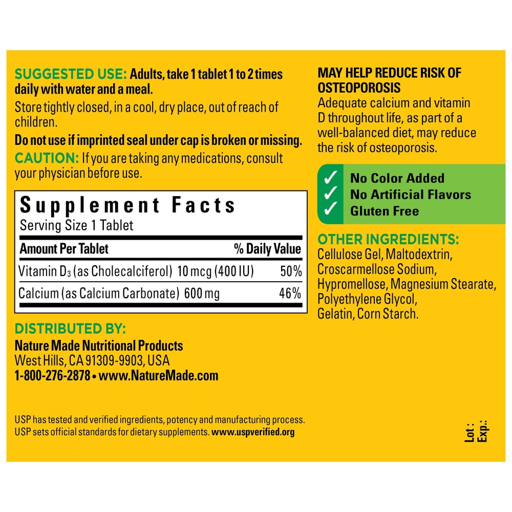 Nature Made® Calcium with Vitamin D3 Tablets 600mg