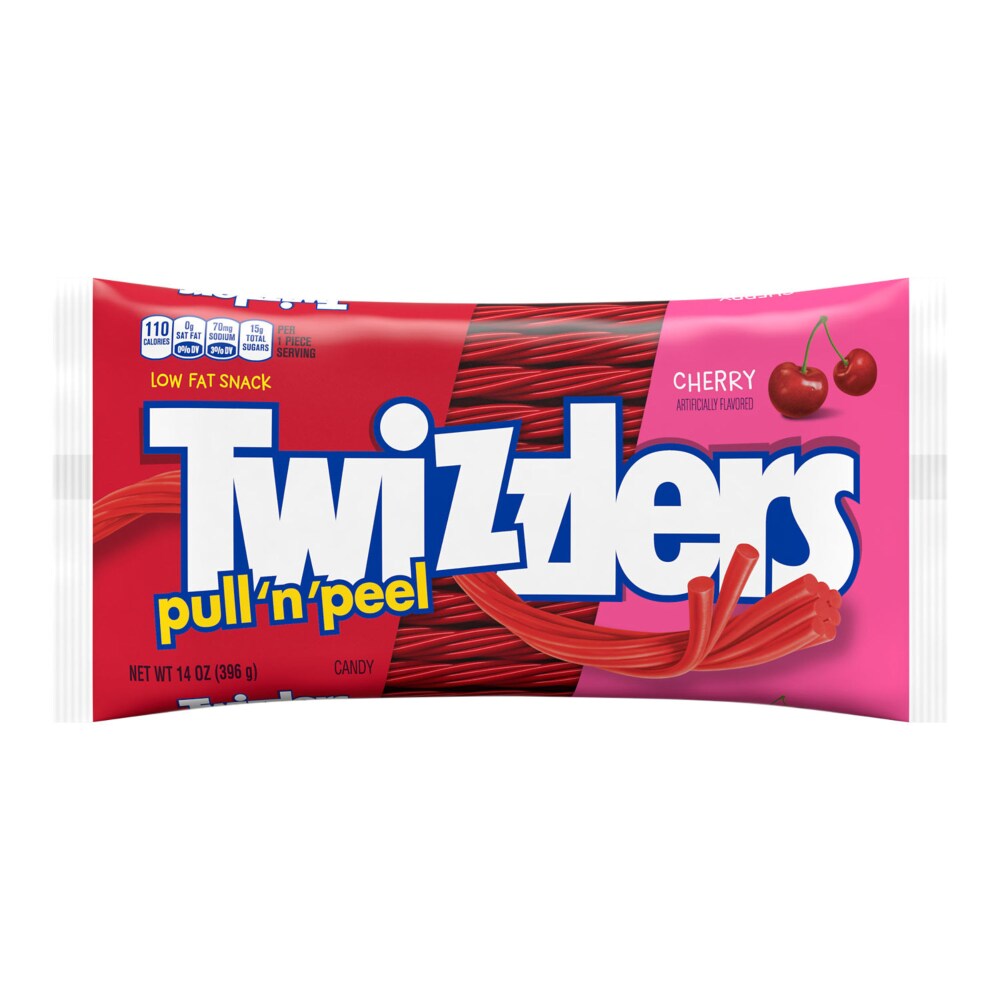 TWIZZLERS PULL 'N' PEEL Cherry Flavored Licorice Style Chewy Candy Bag
