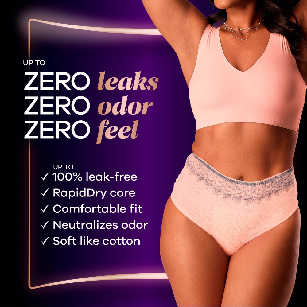 Always Discreet Boutique Incontinence & Postpartum Underwear for Women Maximum Small/Medium Rosy - 12 count