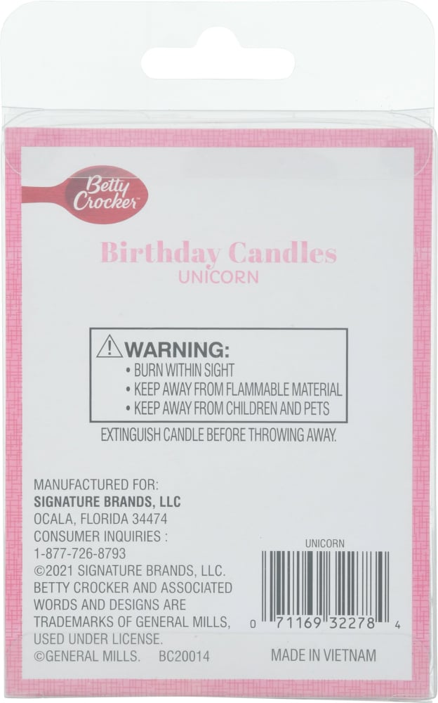 Betty Crocker Premium Unicorn Birthday Candles 3ct