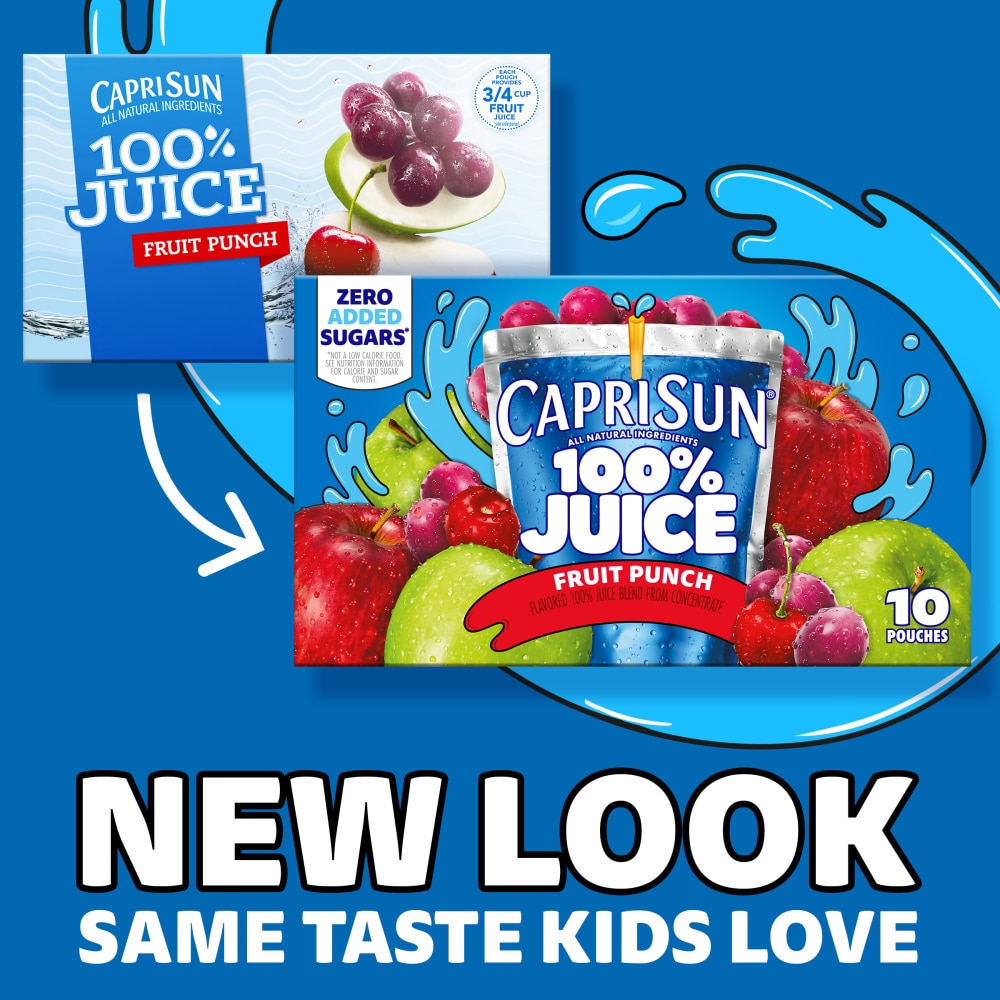 Capri Sun 100% Juice Fruit Punch Naturally Flavored Juice Box Pouches