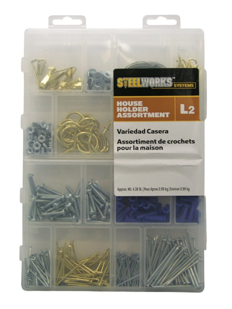 Hillman STEELWORKS L2 Brass-Plated Assorted House Holder Kit 50 lb 1 pk Hillman STEELWORKS L2 Brass-Plated Assorted House Holder Kit 50 lb 1 pk