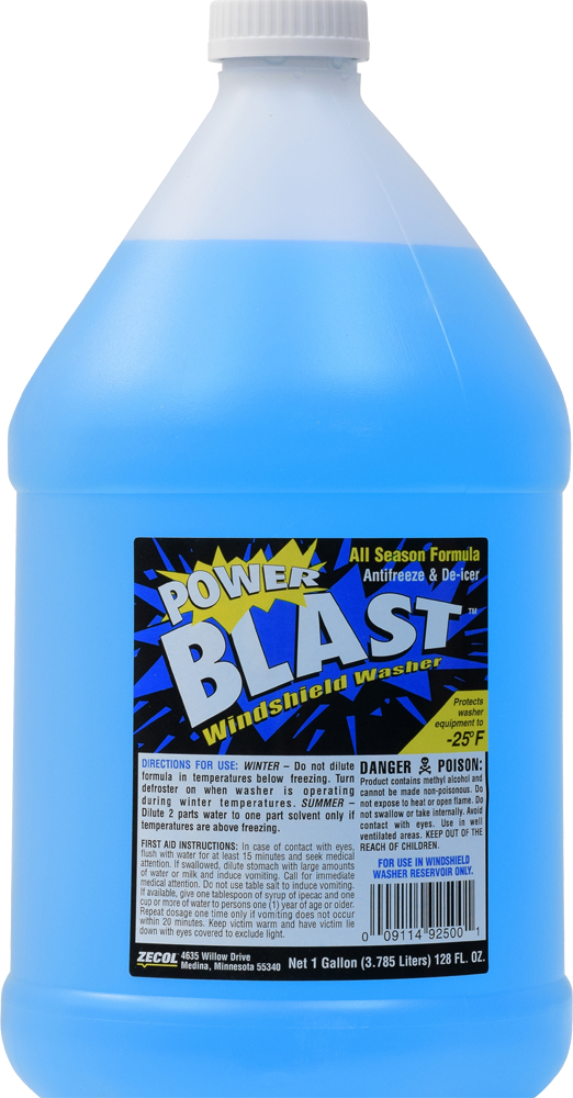 Zecol Power Blast Windshield Washer Fluid, 1 Gal