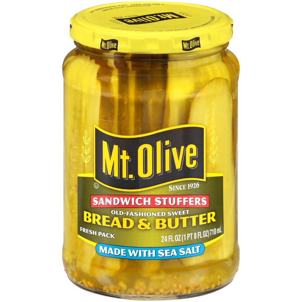 Mt Olive Bread Butter Sandwich Stuffers With Sea Salt 24 Fl Oz Baker S