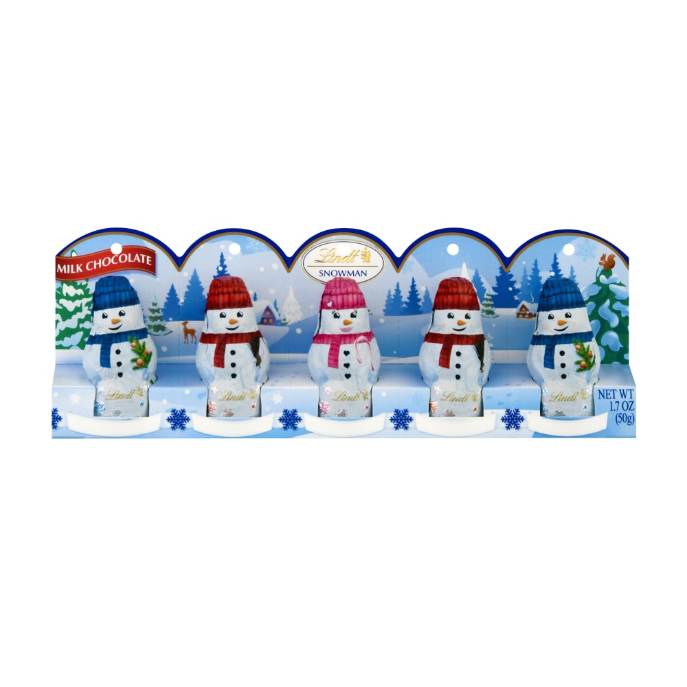 Lindt Mini Snowman Milk Chocolate Christmas Candy Pack, 5 pk