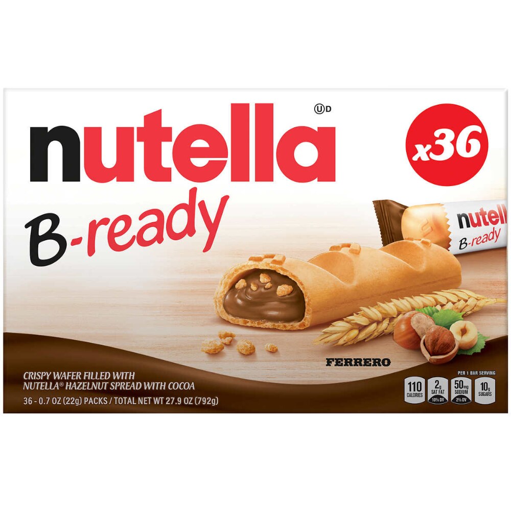 Nutella® B-Ready, Hazelnut, 0.7 oz Bag, 36/Carton Nutella® B-Ready, Hazelnut, 0.7 oz Bag, 36/Carton