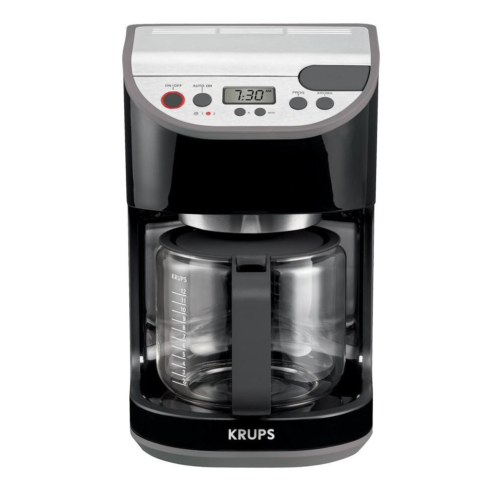 Krups Stainless Steel Coffee Maker krups 12 cup glass carafe coffeemaker black stainless steel finish