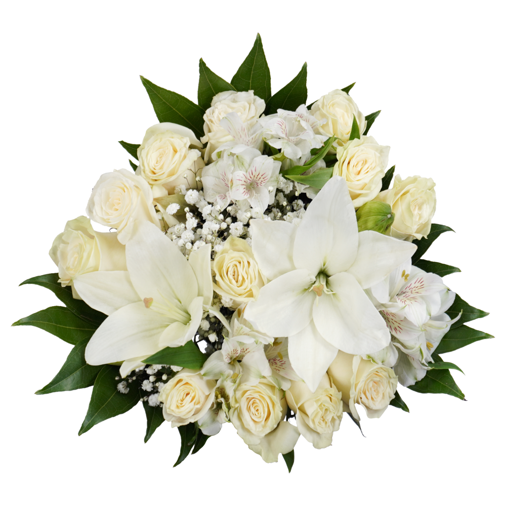 Bloom Haus 12 Plus Rose Bouquet - White, 18 - 19-stem