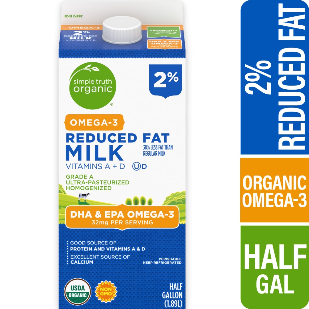 Simple　Omega-3,　Milk　gal　2%　Truth　with　Fat　1/2　Organic™　Kroger　Reduced　DHA