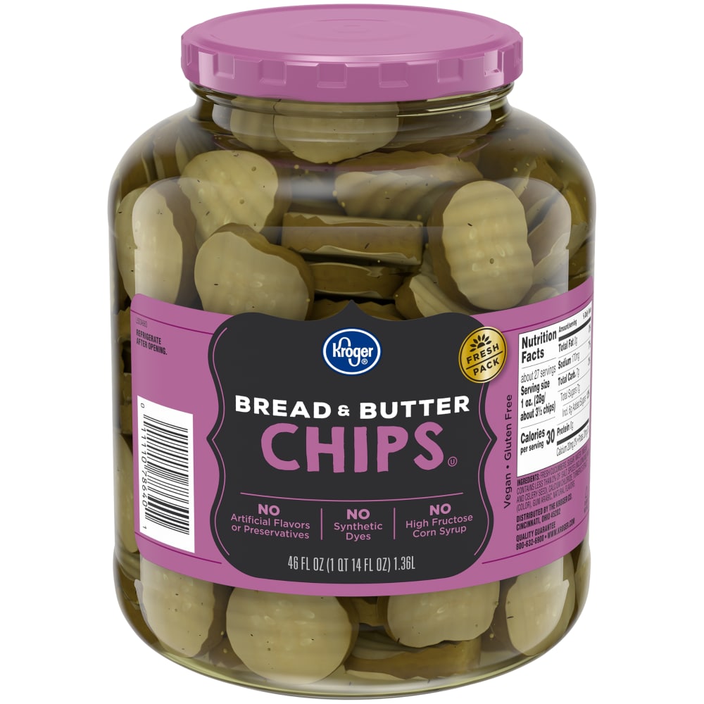 Fred Meyer Kroger Bread Butter Pickle Chips Jar 46 Fl Oz