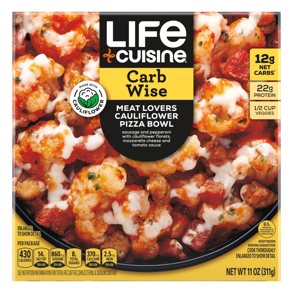 Kroger Life Cuisine Meatlovers Cauliflower Pizza Bowl Frozen Meal 11 Oz