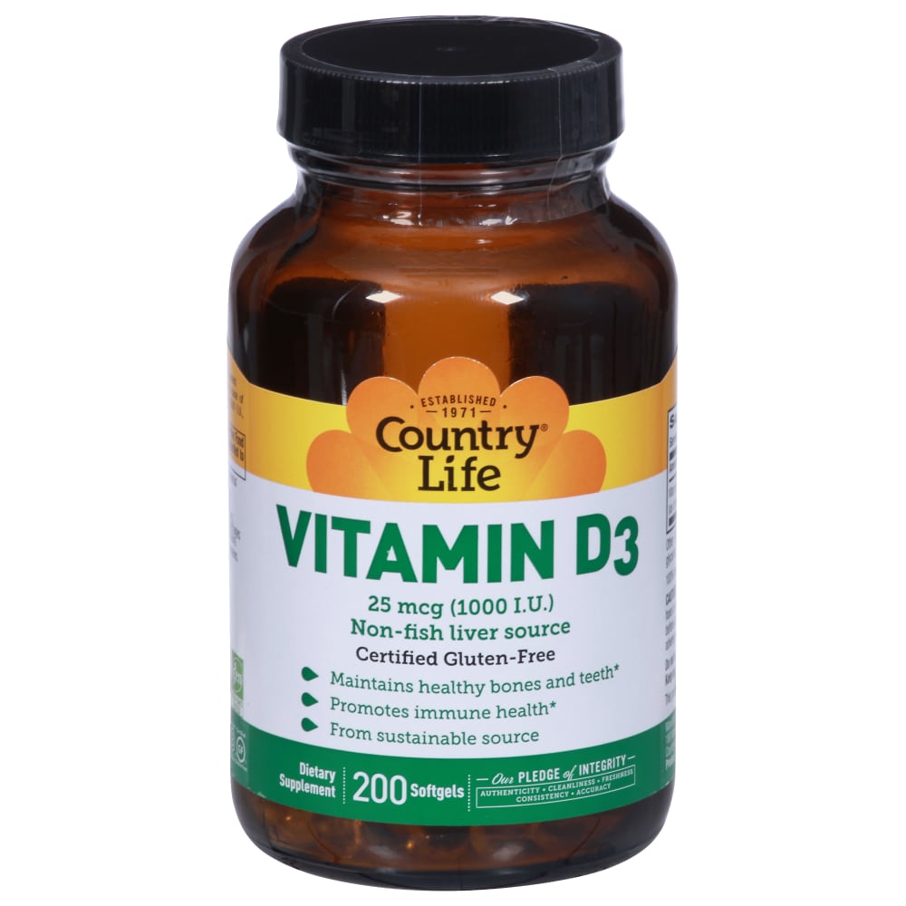 Country Life Vitamin D3 Softgels 1000 Iu 200 Ct