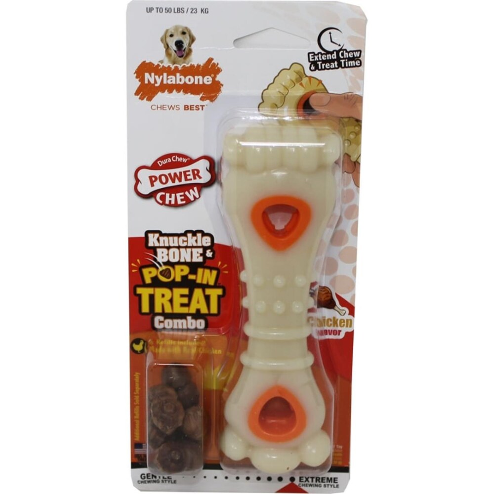 Tfh Publications & Nylabone NTH995P Large Power Chew Knuckle Bone & Pop-in Treat Combo