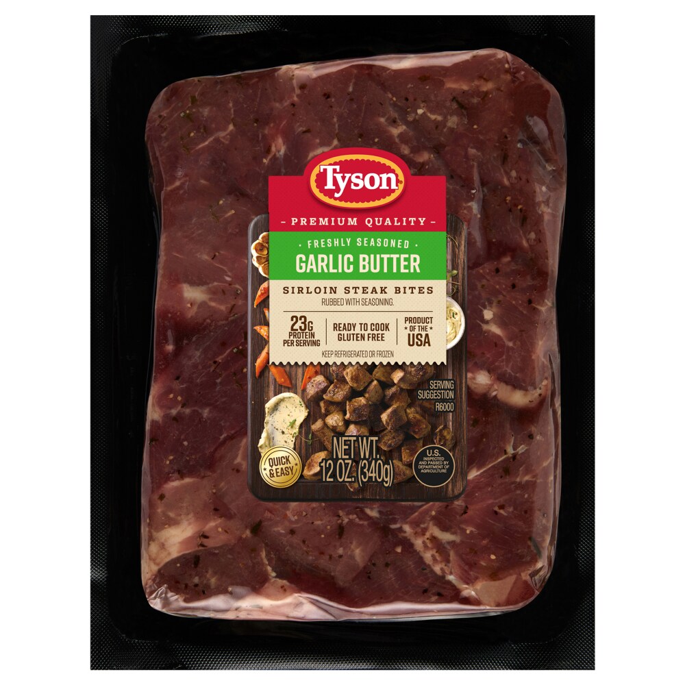 Tyson Freshly Seasoned Garlic Butter Sirlon Steak Bites, 12 oz