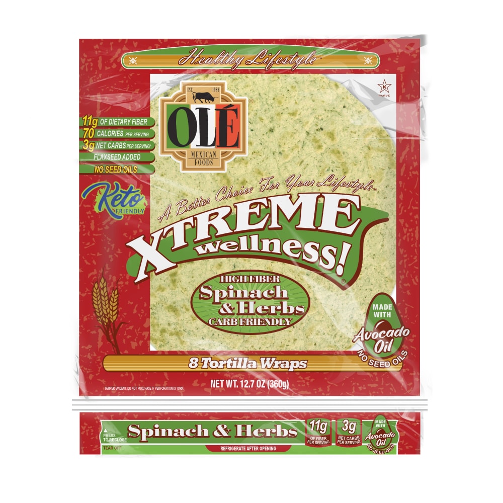 Ole Xtreme Wellness Spinach Herbs Tortilla Wraps, 8 12.7 oz - Metro