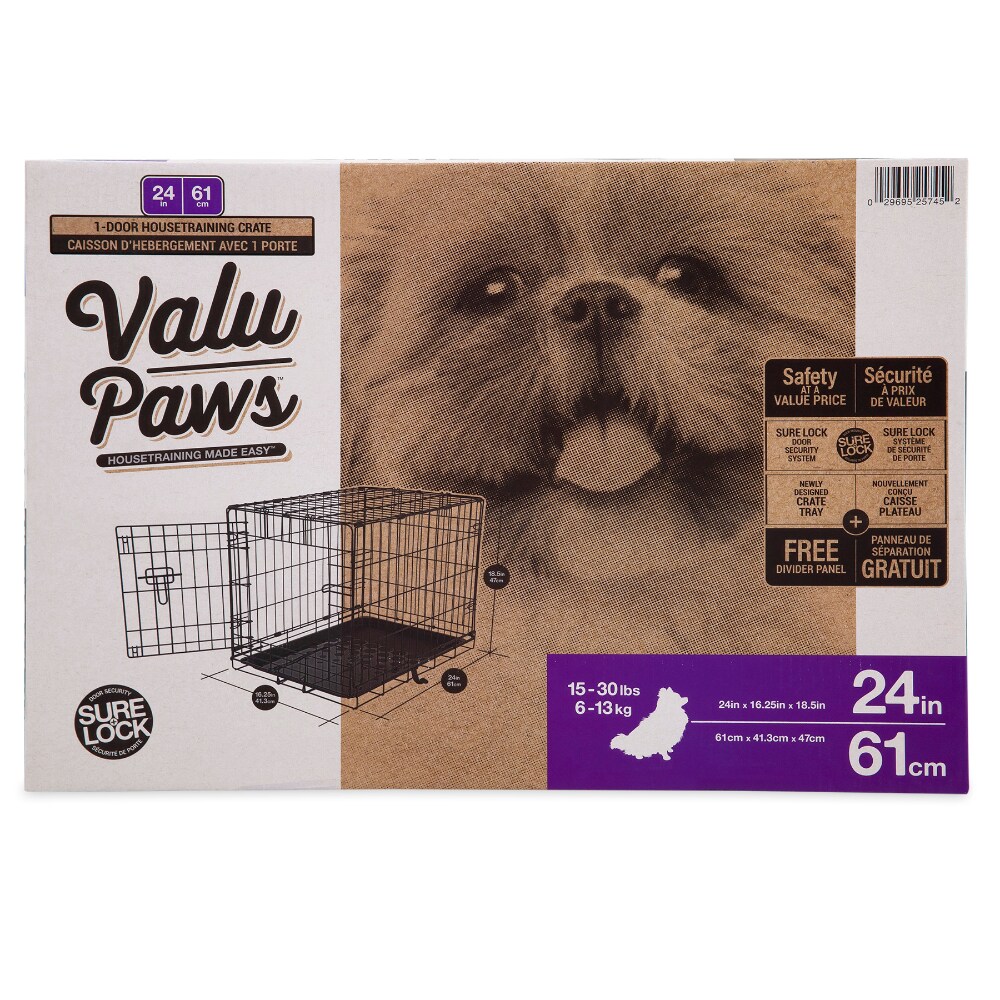 Valu Paws 1 Door Wire Dog Crate, 24 in