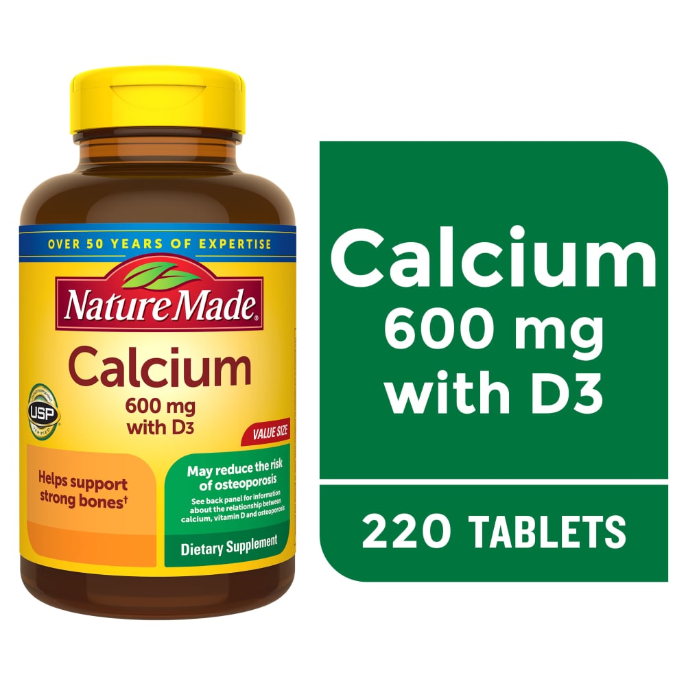 Nature Made Calcium 600 Mg With Vitamin D3 400 Iu Tablets 220 Ct