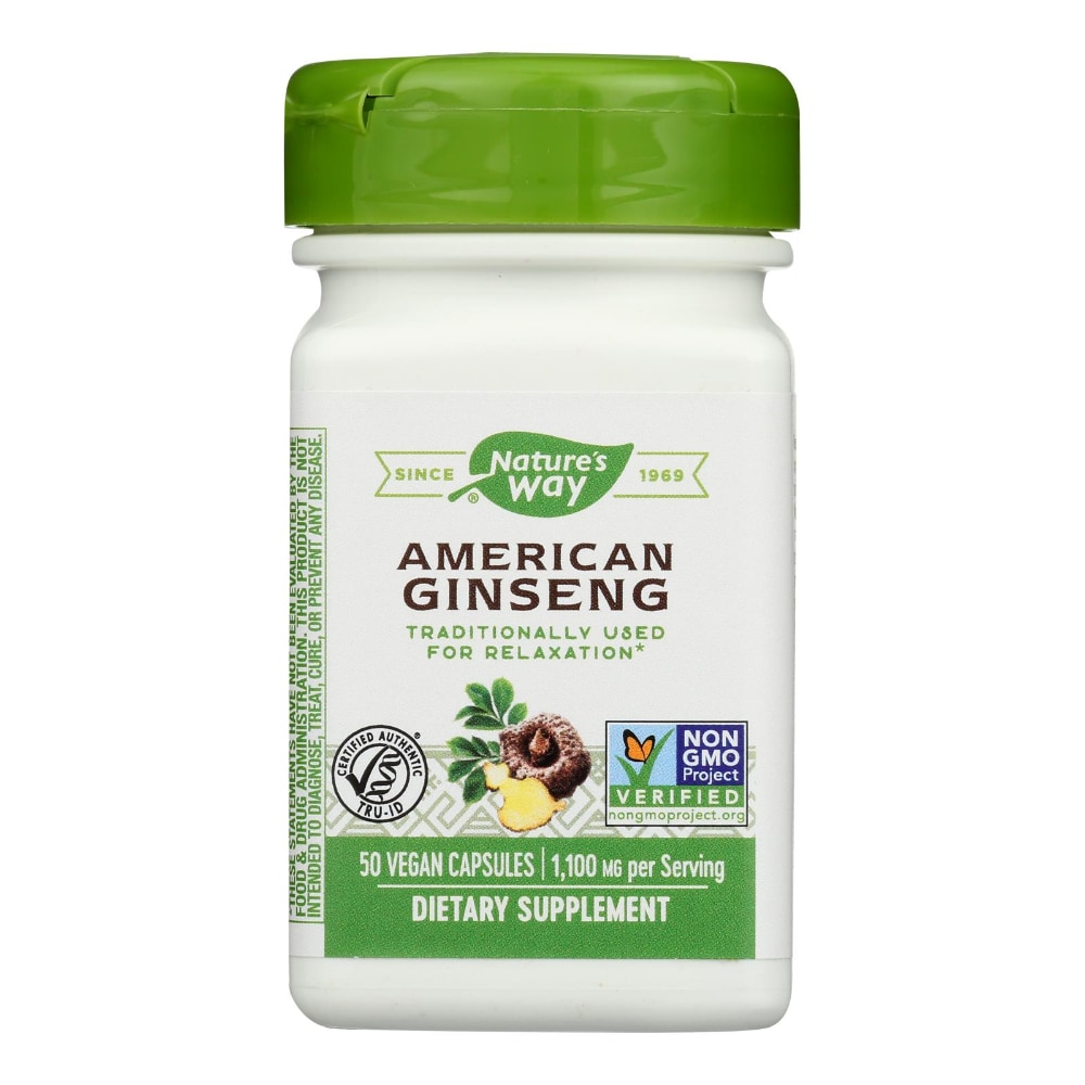 Nature's Way American Ginseng Root Capsules 550mg, 50 Capsules ...