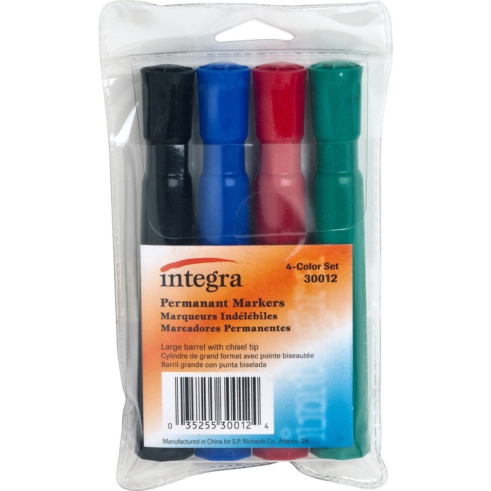 Integra Permanent Chisel Markers - Chisel Marker Point Style - Assorted - 4 / Set Integra Permanent Chisel Markers - Chisel Marker Point Style - Assorted - 4 / Set