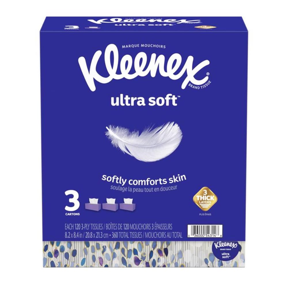 Kleenex 1026608 Ultra Soft Facial Tissue, 120 Count - Pack of 8