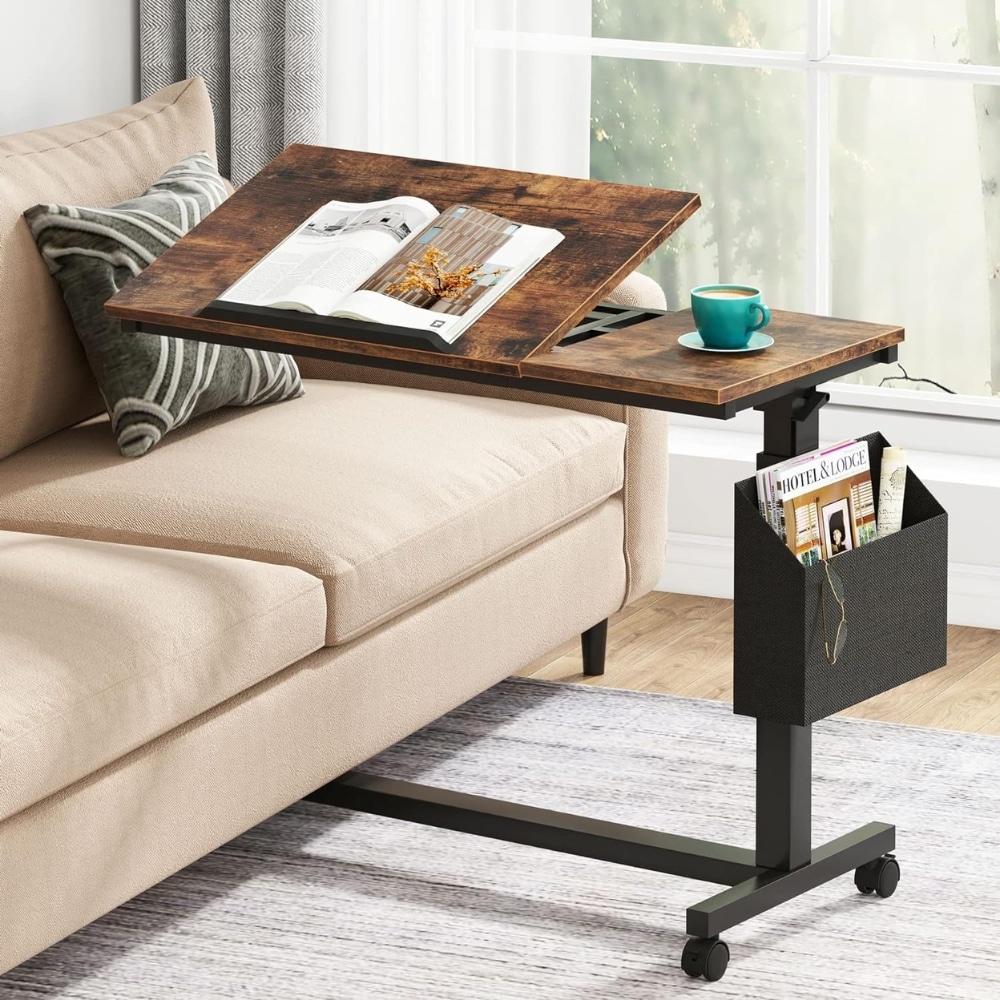 Tribesigns Height Adjustable C Shaped End Table With Wheels And Side Pocket Mobile Sofa Sna 1 unit City Market