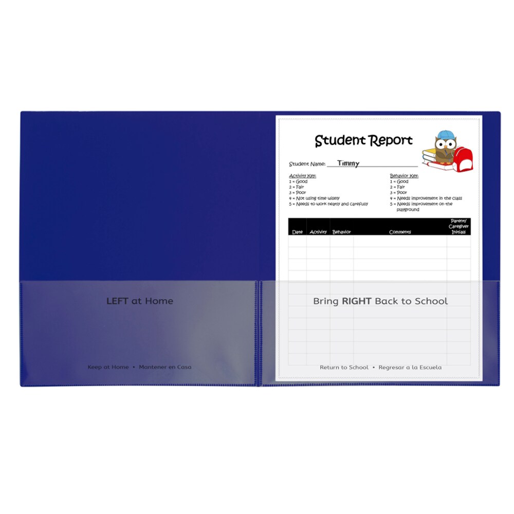Classroom Connector Folders, 11 x 8.5, Blue, 25/Box