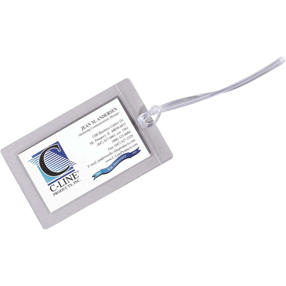 C-Line Super Heavyweight Cleer Adheer Luggage Tag with Straps - Clear, 4-9/16 x 2-13/16, 10/PK, 65107 C-Line Super Heavyweight Cleer Adheer Luggage Tag with Straps - Clear, 4-9/16 x 2-13/16, 10/PK, 65107