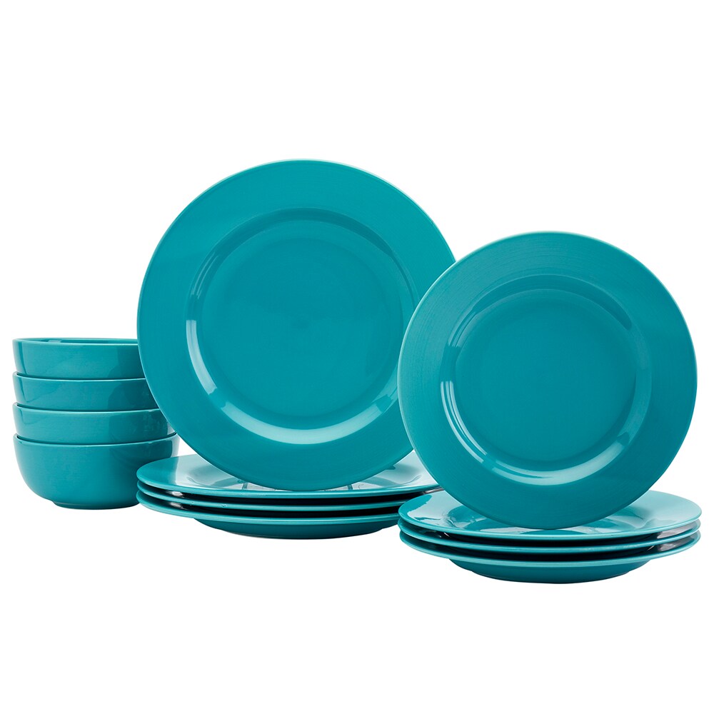 teal dishware set