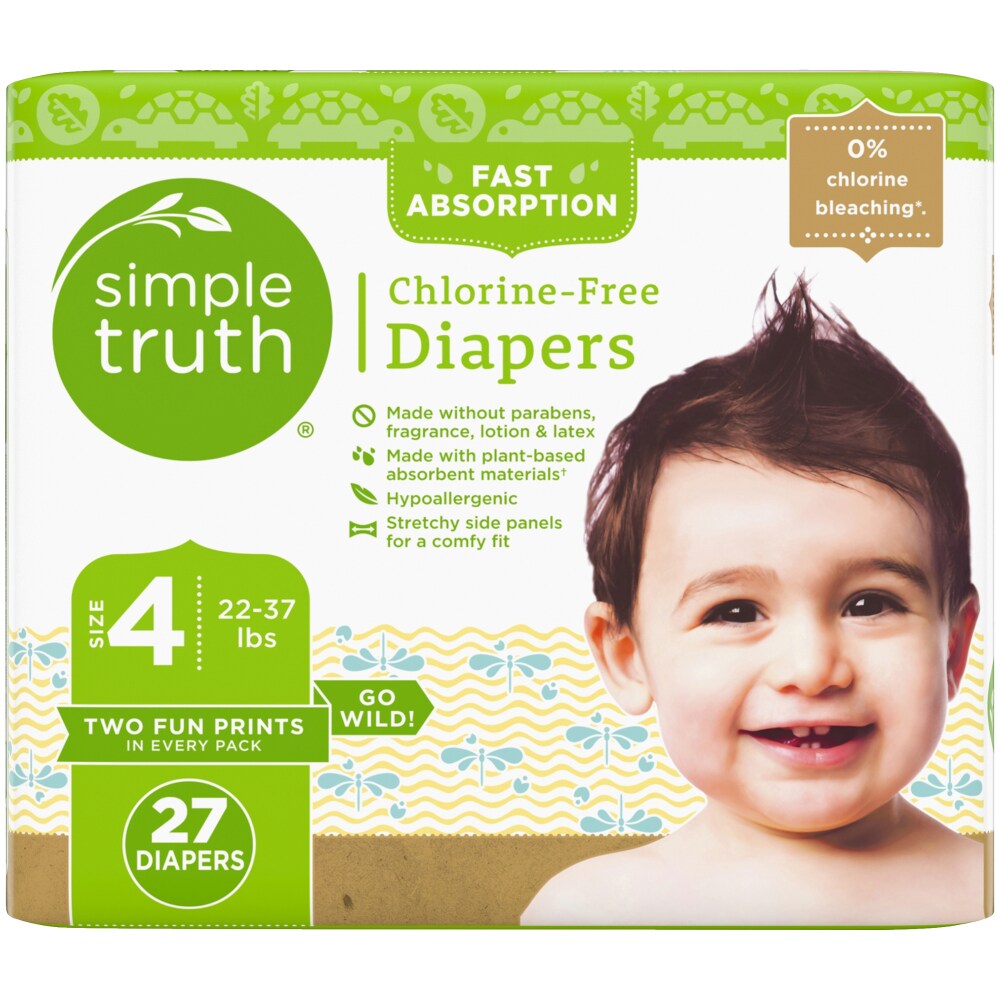 Chlorine Free Size 4 Baby Diapers, 27 ct