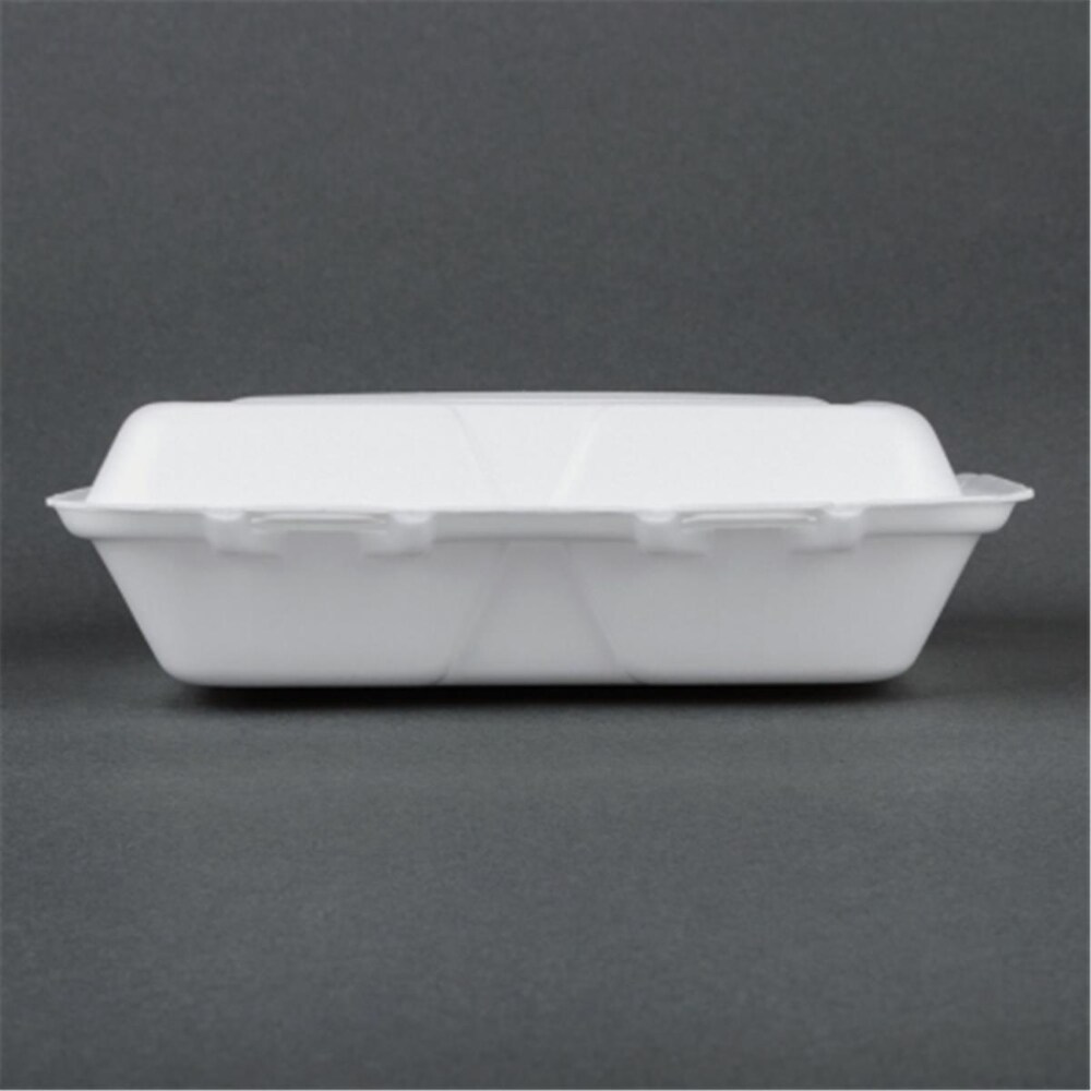 Foam Hinged Lid Containers, 7.5 x 8 x 2.2, White, 200/Carton Foam Hinged Lid Containers, 7.5 x 8 x 2.2, White, 200/Carton