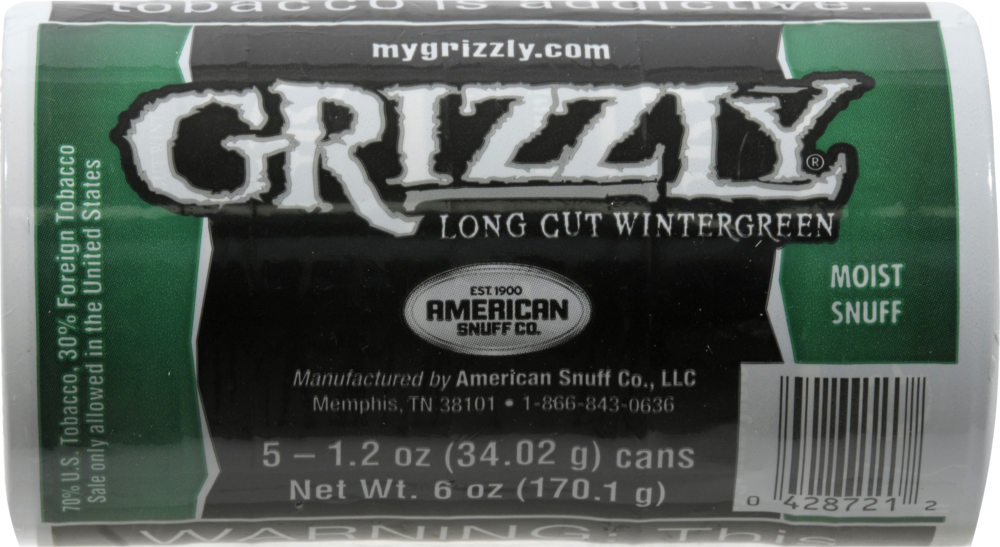 King Soopers Grizzly Long Cut Wintergreen Chewing Tobacco 1 2 Oz