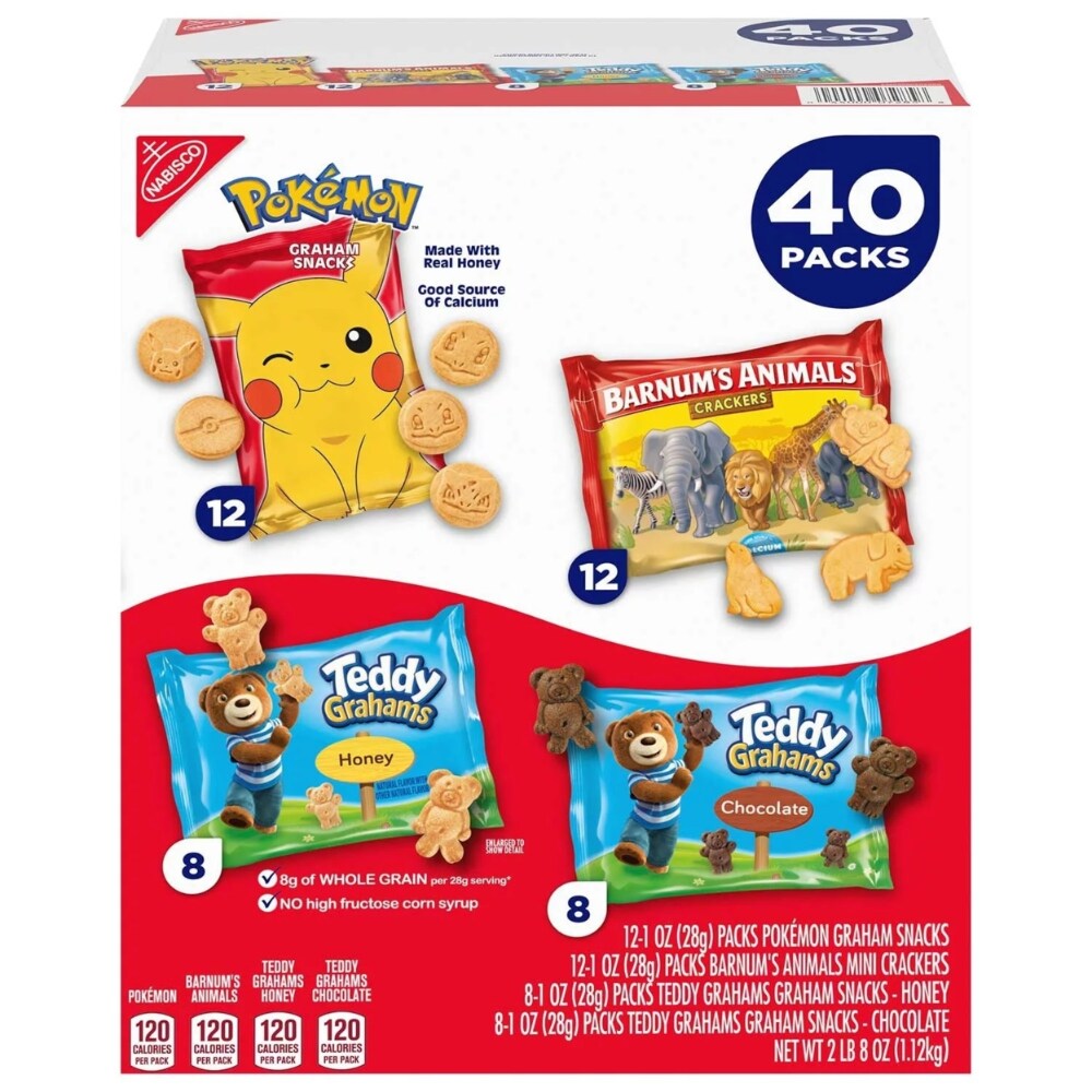 Nabisco Pokemon, Honey & Chocolate Teddy Grahams, Barnums Animal Crackers (40 Count)