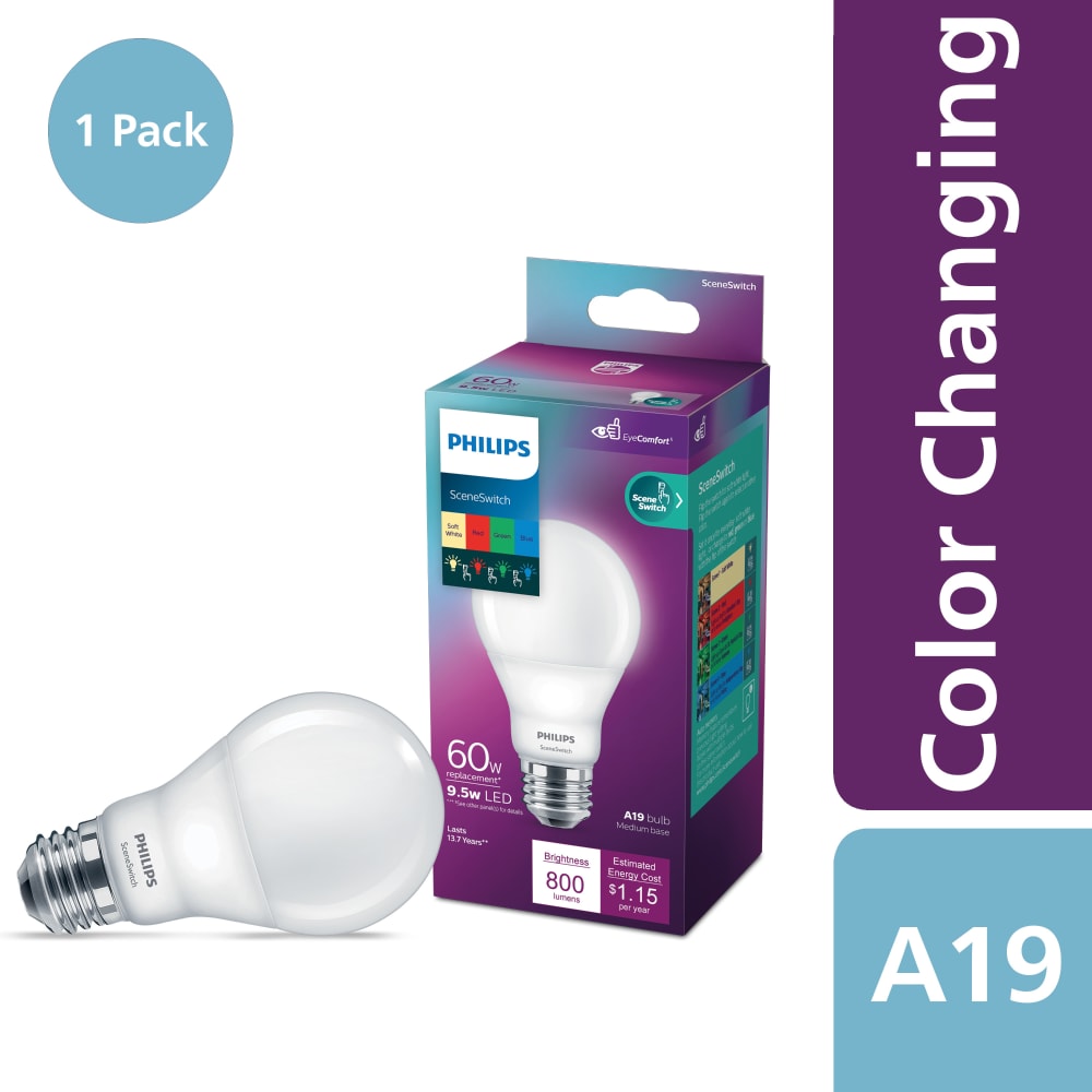 Philips Scene Switch 9.5 Watt 60 Watt A19 LED Multi Color Changing Light Bulb 1 pk Fry s Food Stores