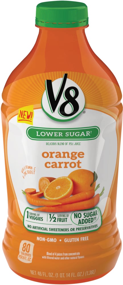 V8® Lower Sugar Orange Carrot Juice Beverage, 46 fl oz - Harris Teeter V8® Lower Sugar Orange Carrot Juice Beverage, 46 fl oz - Harris Teeter