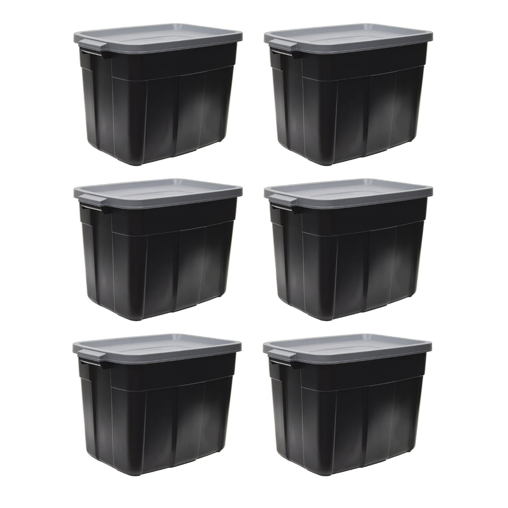 Rubbermaid Roughneck 18 Gal Storage Container Organizer Black Gray 6 Pack 1 Piece Fry s Food Stores