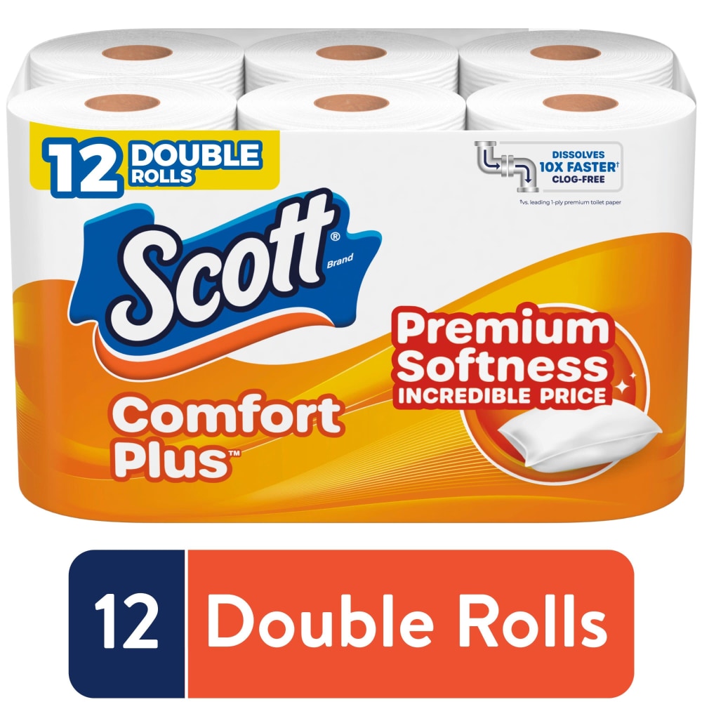 Scott Rapid-Dissolving Toilet Paper, 12 Double Rolls, 231 Sheets per Roll  (2,772 Total) 