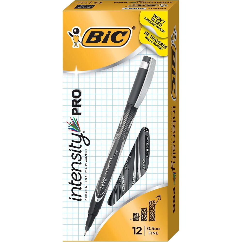 Bic Intensity Pro Fine Point Permanent Marker Pen Black 12 Pen Qfc